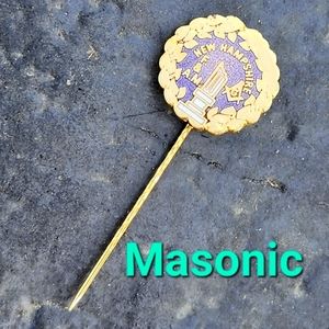 New Hampshire F&AM Freemason Masonic Lodge stick pin gold tone